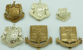 Six Tonbridge School Officer Training Corps and Taunton School Officer Training Corps metal and