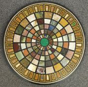Pietra dura specimen stone table top, diameter 64cm