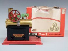 Mamod Minor 2 live steam stationary engine, in original box.