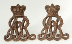 British Army Oxfordshire Yeomanry pair of officer's collar badges stamped Firmin, London