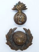 Royal Marine Engineers officer's brass collar badge