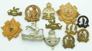 Twelve South Africa Army Natal Mounted Rifles, Umvoti Mounted Rifles etc metal badges