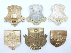 Six Bristol and Birmingham Universities Officer Training Corps metal cap badges