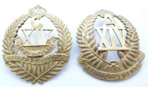 New Zealand Army 14th Reinforcements A and C Companies metal hat badges