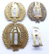 New Zealand Army WWI 11th Reinforcements A, B and C Company metal badges