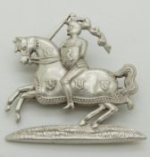 British Army Fife and Forfar Yeomanry officer's white metal cap badge