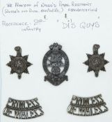 British Army Princess of Wales Royal Regiment badge set including cap, collar and shoulder titles