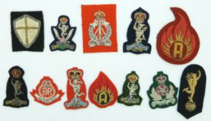 Twelve British Army Royal Signals, Pioneers, Intelligence Corps etc bullion badges