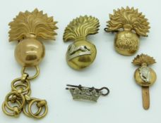 British Army Grenadier Guards, Indian Grenadiers, Royal Irish Fusiliers etc metal badges
