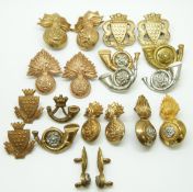 Twenty British Army Lancashire Fusiliers and Duke of Cornwall's Light Infantry etc metal collar