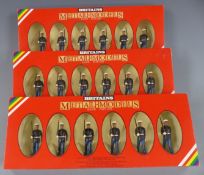 Three Britains US Marines hand painted Metal-Models soldier sets 7302, all in original display