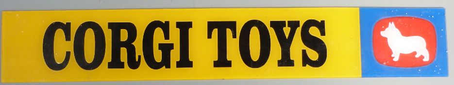 Corgi Toys acrylic shop display / advertising sign, 10 x 64cm