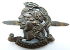 British Army 28th County of London Battalion Artists Rifles officer's metal cap badge