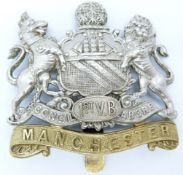 British Army Manchester Regiment 1st Volunteer Battalion metal cap badge