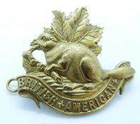 British Army King's Colonials North American Squadron metal hat badges