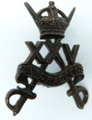 British Army 25th Dragoons officer's service dress cap badge