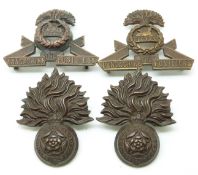 Four British Army Royal Fusiliers and Lancashire Fusiliers officer's service dress bronze collar