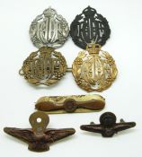 Seven Royal Australian Air Force metal badges comprising four hat and three insignia examples