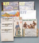 Ten Airfix, Solido, Matchbox and similar model kits including three C A Atkins Metal Model Aircraft,