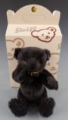 Steiff Teddy bear with black mohair, shaved snout and studded leather collar, limited edition, 2007,