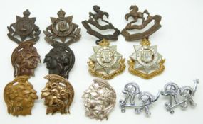 Thirteen British Army 20th, 23rd and 28th London Regiments, and City of London Yeomanry metal collar