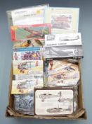 Thirty-four Airfix 1:72 scale and similar model kits including aeroplanes, boats, Realmodels The