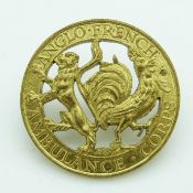 British Army Anglo French Ambulance Corps metal badge
