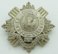 British Army Royal Scots Fusiliers white metal piper's badge