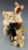 Four Steiff Teddy bears Rolly Polly Hase 1909 replica limited edition of 3000, Exhibition Bear