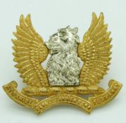 British Army Earl of Carrick's Own Ayrshire Hussars Yeomanry officer's gilt cap badge