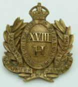 British Army 18th Hussars Edwardian metal cap badge