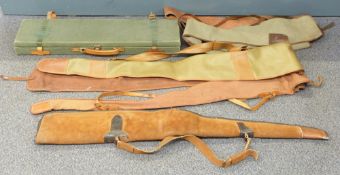 Six various canvas and leather shotgun slips including Brady, Skater and Lindop together with a