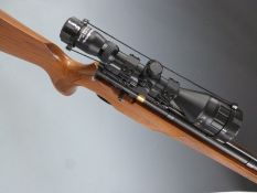 Titan/ Falcon .22 bolt-action PCP air rifle by John Bowkett marked S.W.P 2700 PSI with adjustable
