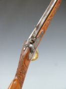 Enfield pattern percussion hammer action gun with engraved eagles crest to the lock, deeply carved