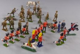 Thirty-eight Britains and similar lead soldiers including American Indians and Scottish Highlanders.