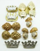 Eleven British Army Royal Irish Fusiliers metal and anodised collar badges in four pairs plus three