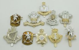 Ten British Army Yeomanry anodised badges including The Queen's Own Lowland Yeomanry cap and