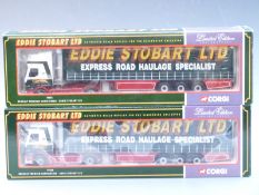 Two Corgi Eddie Stobart 1:50 scale limited edition diecast model Renault Premium Curtainside