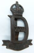British Army 22nd Dragoons officer's bronze cap badge