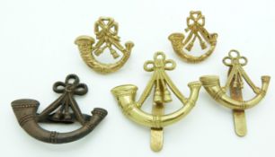 Five British Army South Notts Hussars Yeomanry metal cap badges