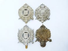Four British Army 5th City of London, London Rifle Brigade, comprising two voided badges and a