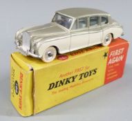 Dinky Toys diecast model Rolls-Royce Phantom V with two-tone metallic silver-green and beige body,