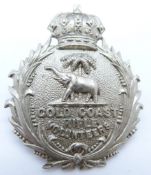 Gold Coast Rifle Volunteer metal hat badge