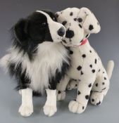 Two Teddy bear dogs one Hamley's dalmatian the other a sheep dog, largest 53cm tall.