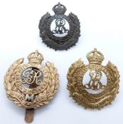 Three British Army Royal Engineers Militia metal badges