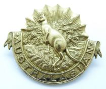 British Army King's Colonials Australasia metal hat badge