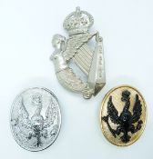 Three British Army 5 Royal Irish Horse and 14th/20th Hussars NCO arm badges