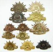 Twelve Australian Army generic 'Rising Sun' badges for the Military Forces and Commonwealth Forces