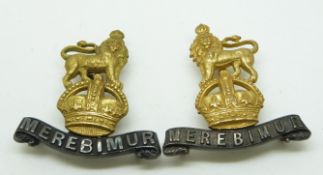 British Army 15th Hussars two metal officer's collar badges, one by Firmin of London