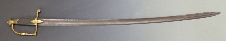 Likely French officer's sword with chequered grip and double langets, length of blade 80cm